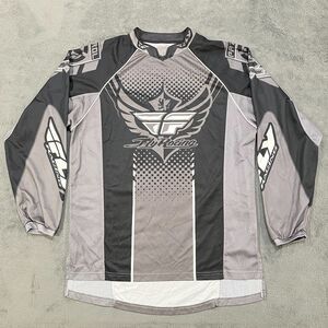 Fly Racing BMX Black Gray Racing Long Sleeve Jersey Men's Size M